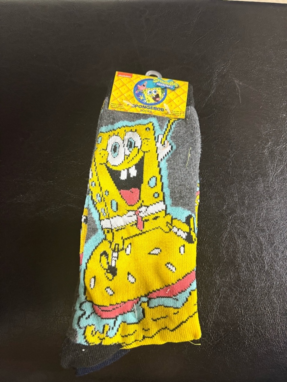 Nickelodeon SpongeBob Yellow Gray Blue Cartoon Socks